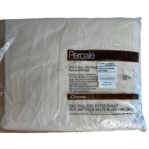 NOS Vintage JC Penny Full Fitted Sheet 54x75, Pale Camel PERCALE Easy-Care